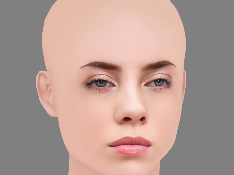 Billie Eilish Head - No Hair - Low poly head for game 3Dモデル
