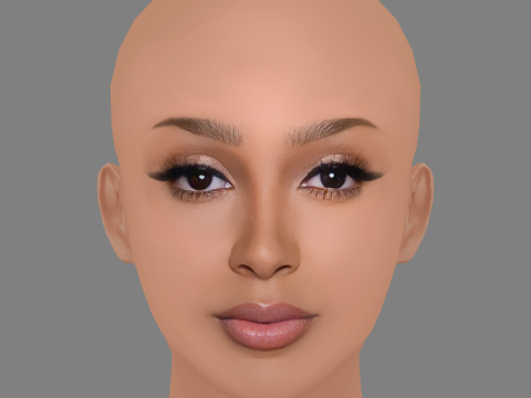Doja Cat Head - No Hair - Low poly head for game 3D Model