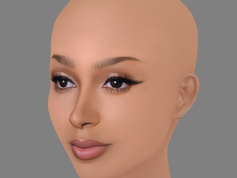 Doja Cat Head - No Hair - Low poly head for game 3D Model