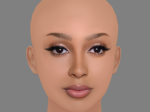 Doja Cat Head - No Hair - Low poly head for game 3D Model