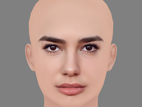 Dua Lipa Head - No Hair - Low poly head for game 3D Модель