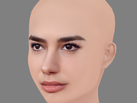 Dua Lipa Head - No Hair - Low poly head for game 3D Модель
