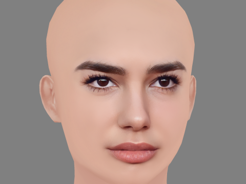 Dua Lipa Head - No Hair - Low poly head for game 3D Модель