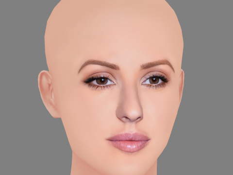 Elle Goulding Head - No Hair - Low poly head for game Modello 3D