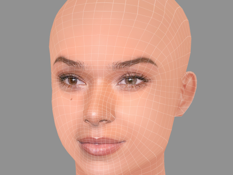 Hailee Steinfeld Head - No Hair - Low poly head for game 3D Модель