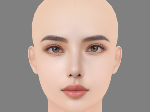 Beautiful Girl Head 01 - No Hair - Low poly head for game Modelo 3D