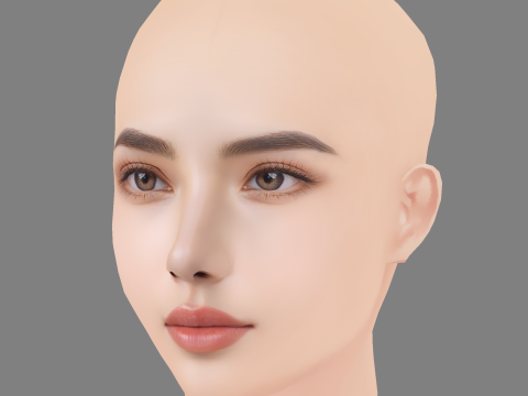 Beautiful Girl Head 01 - No Hair - Low poly head for game Modelo 3D
