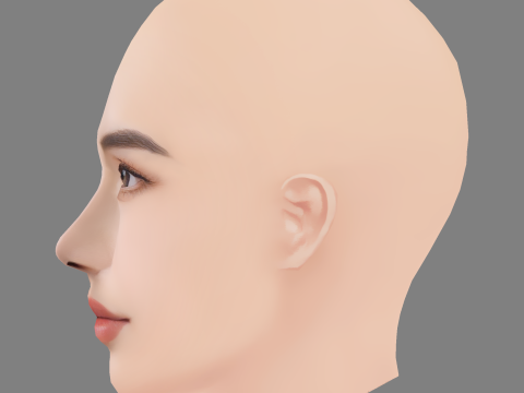 Beautiful Girl Head 01 - No Hair - Low poly head for game Modelo 3D