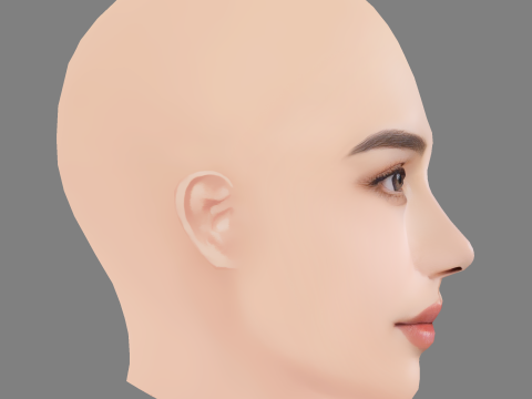 Beautiful Girl Head 01 - No Hair - Low poly head for game Modelo 3D