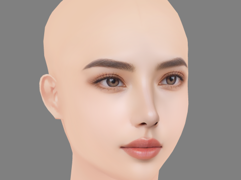 Beautiful Girl Head 01 - No Hair - Low poly head for game Modelo 3D