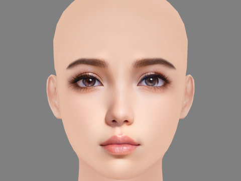 Beautiful Girl Head 02 - No Hair - Low poly head for game Modello 3D