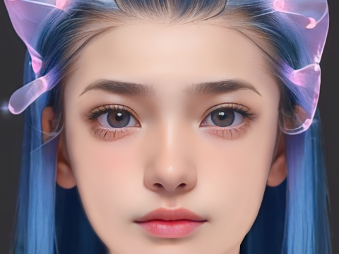 Beautiful Girl Head 03 - No Hair - Low poly head for game 3D Модель