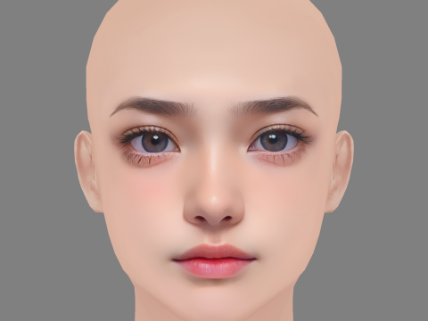 Beautiful Girl Head 03 - No Hair - Low poly head for game Modello 3D