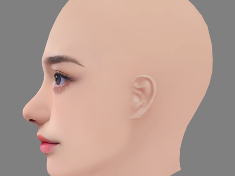 Beautiful Girl Head 03 - No Hair - Low poly head for game Modello 3D
