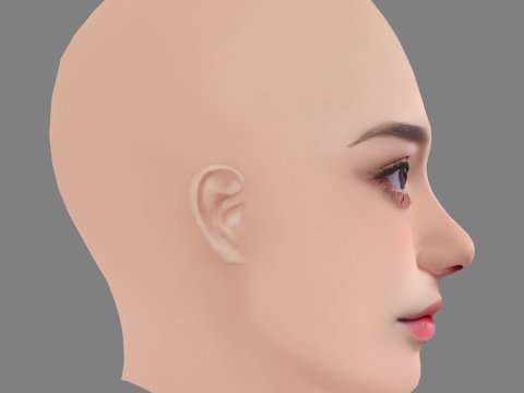 Beautiful Girl Head 03 - No Hair - Low poly head for game Modello 3D