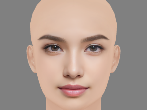 Beautiful Girl Head 04 - No Hair - Low poly head for game 3D 모델