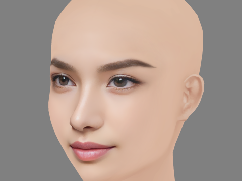 Beautiful Girl Head 04 - No Hair - Low poly head for game 3D 모델
