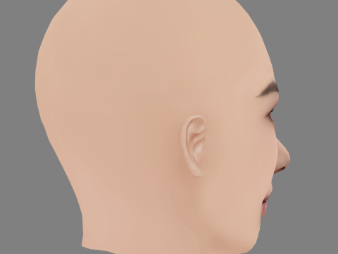 Beautiful Girl Head 04 - No Hair - Low poly head for game 3D 모델