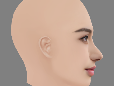 Beautiful Girl Head 04 - No Hair - Low poly head for game 3D 모델
