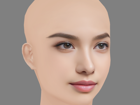 Beautiful Girl Head 04 - No Hair - Low poly head for game 3D 모델