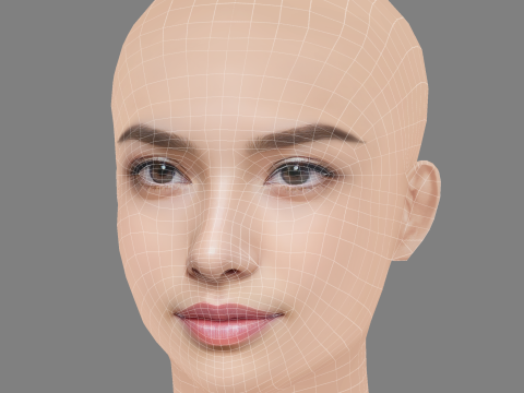 Beautiful Girl Head 04 - No Hair - Low poly head for game 3D 모델
