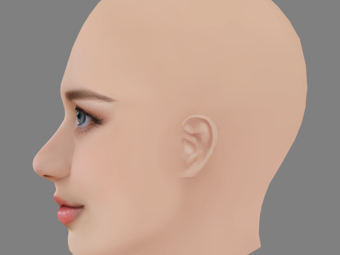 Beautiful Girl Head 05 - No Hair - Low poly head for game Modelo 3D