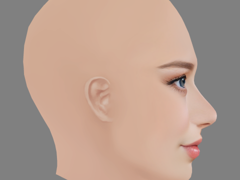 Beautiful Girl Head 05 - No Hair - Low poly head for game Modelo 3D
