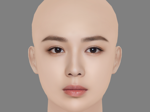 Beautiful Girl Head 06 - No Hair - Low poly head for game 3D 모델