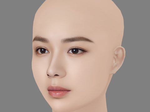 Beautiful Girl Head 06 - No Hair - Low poly head for game 3D 모델