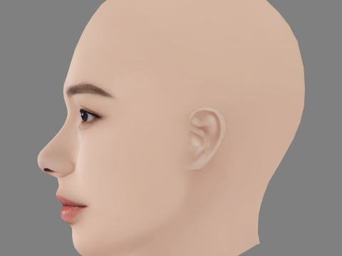 Beautiful Girl Head 06 - No Hair - Low poly head for game 3D 모델