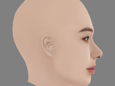 Beautiful Girl Head 06 - No Hair - Low poly head for game 3D 모델