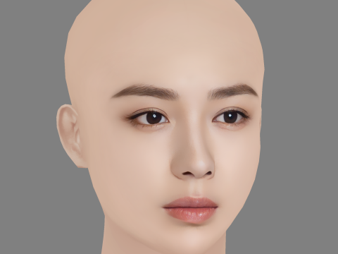 Beautiful Girl Head 06 - No Hair - Low poly head for game 3D 모델
