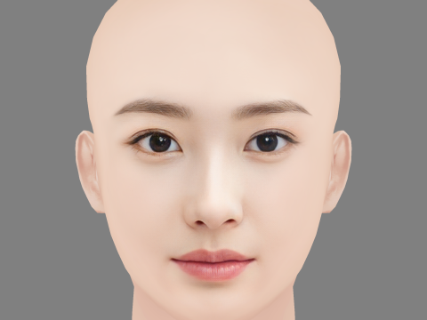 Beautiful Girl Head 07 - No Hair - Low poly head for game 3D Модель