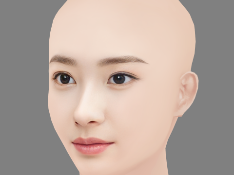 Beautiful Girl Head 07 - No Hair - Low poly head for game 3D Модель