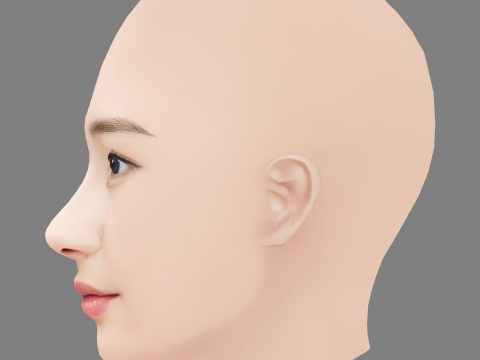Beautiful Girl Head 07 - No Hair - Low poly head for game 3D Модель