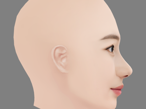 Beautiful Girl Head 07 - No Hair - Low poly head for game 3D Модель