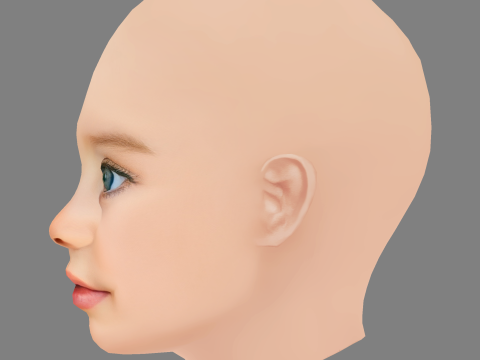 Pretty Child Head 01 - No Hair - Low poly head for game 3D Модель
