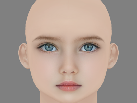 Pretty Child Head 02 - No Hair - Low poly head for game 3D मॉडल