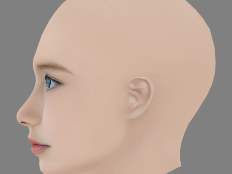 Pretty Child Head 02 - No Hair - Low poly head for game 3D मॉडल