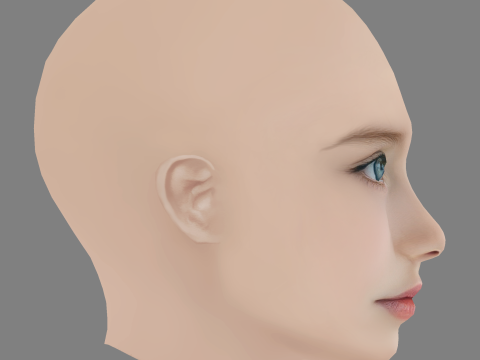 Pretty Child Head 02 - No Hair - Low poly head for game 3D मॉडल