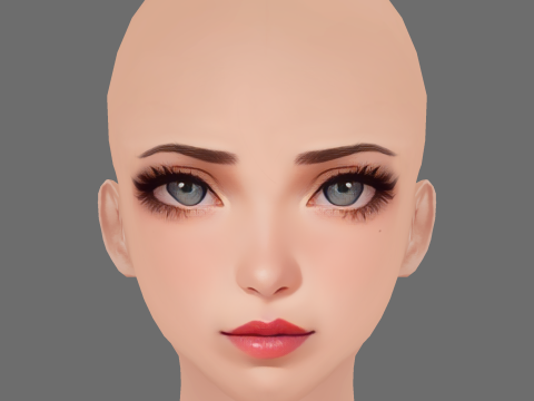 Cartoon Girl Head 01 - No Hair - Low poly head for game Model 3D