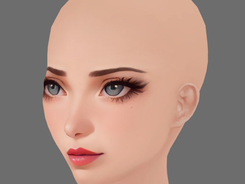 Cartoon Girl Head 01 - No Hair - Low poly head for game Model 3D