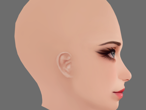 Cartoon Girl Head 01 - No Hair - Low poly head for game Model 3D