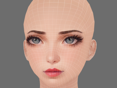 Cartoon Girl Head 01 - No Hair - Low poly head for game Model 3D