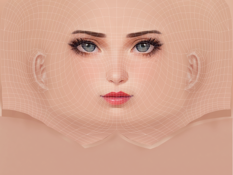 Cartoon Girl Head 01 - No Hair - Low poly head for game Model 3D