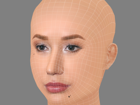 Iggy Azalea Head - No Hair - Low poly head for game 3D Модель