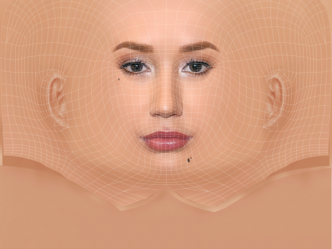 Iggy Azalea Head - No Hair - Low poly head for game 3D Модель