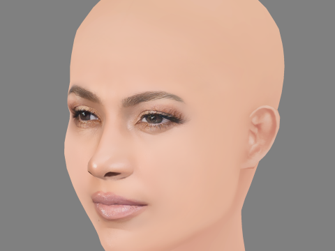 Jennifer Lopez Head - No Hair - Low poly head for game Modello 3D