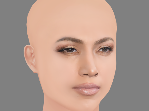 Jennifer Lopez Head - No Hair - Low poly head for game Modello 3D