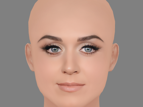 Katy Perry Head - No Hair - Low poly head for game Model 3D